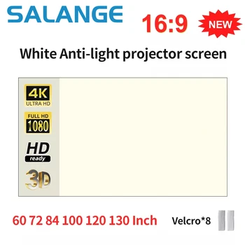 Salange Schermo per proiettore Griglia bianca Tenda anti luce Alta luminosità 100 130 pollici 16:9 Panno portatile in tessuto 4K HD per proiettore