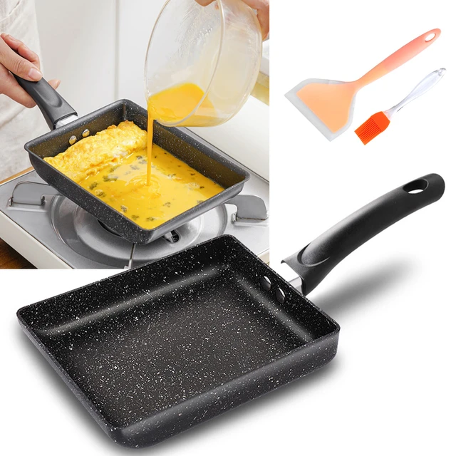 Tamagoyaki Pan Japanese Omelette Pan, Non-Stick Pan Coating Square Egg Pan Frying Pan to Make Omelets or Crepes, Black