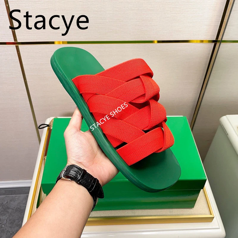 Luxury Brand Designer Flat Bottomed Cross Strap Women's Casual Slippers 2024 New Summer Fashionable And Comfortable Men Slippers