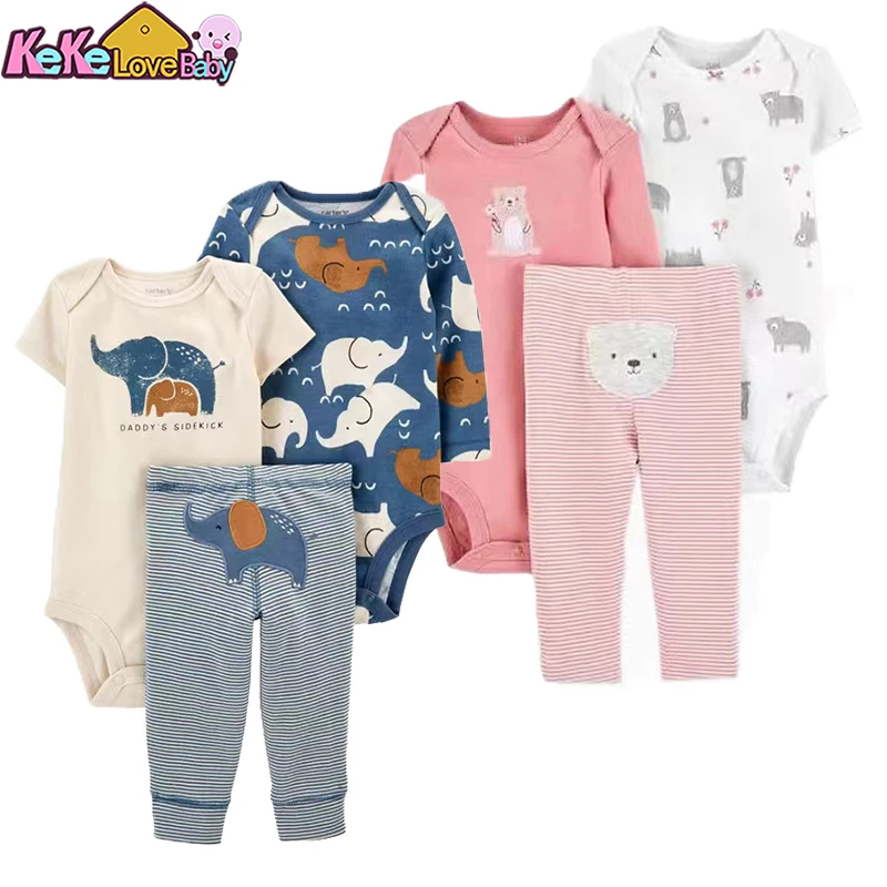 2024 Baby Clothes Autumn Spring Newborn Girl Boys Outfit Cotton Bodysuit Top And Bottom Pants 3pcs Toddler Infant Clothing Suit