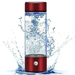 Hydrogen-Rich Portable Water Bottle with Titanium Filter - Antioxidant Ionizer, 420ml Capacity (Red)