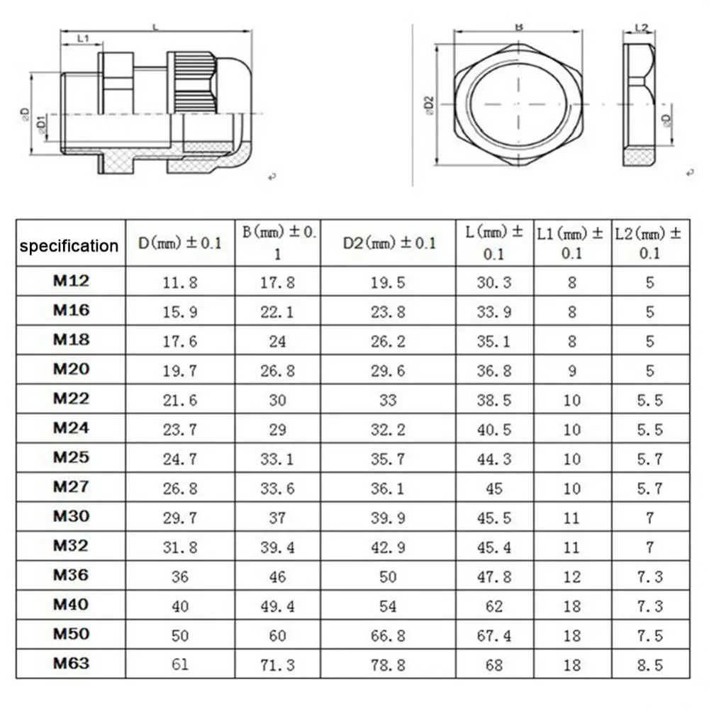 Description Picture 5 of itemFactory DirectRohs Certification IP68 presse etoupe pg7 3-6.5mm Waterproof Nylon Cable Gland Waterproof Gasket Plastic