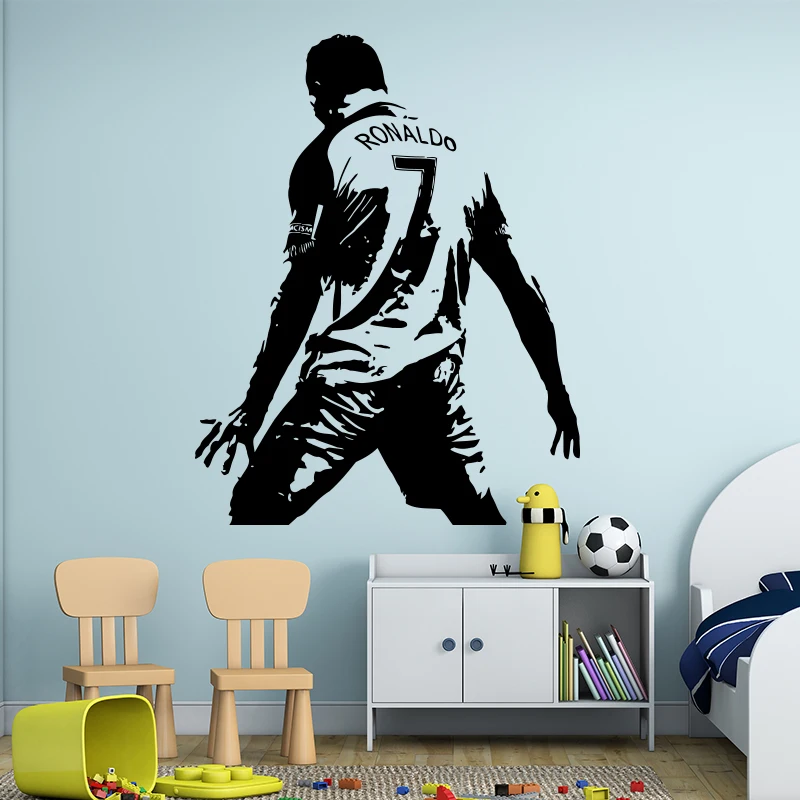 

New design CR7 Wall Sticker Vinyl DIY home decor Cristiano Ronaldo Figure football star Decals soccer athlete for kids room