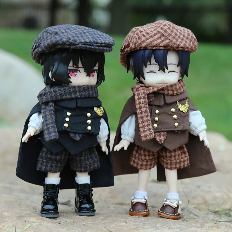 Original OB11 Doll Clothes British Style Beret Vintage Cloak Scarf Socks College Suit For Obitsu11 Molly GSC YMY Body 1/12BJD P9
