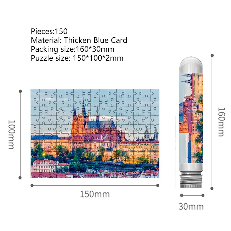150PCS Mini Test Tube Jigsaw Puzzles Prague Square Decompression Toy Landamark Puzzle Fridget Puzzle Game Family Decoration 3