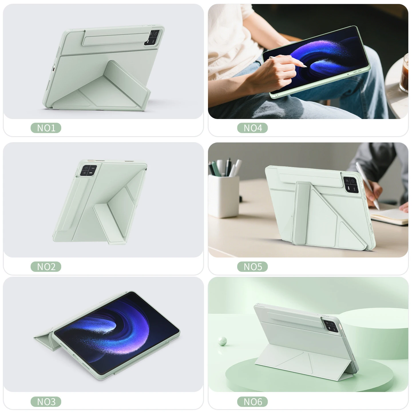 Versatile Foldable Leather Stand Case with Soft Silicone Cover, Fits Multiple Tablets