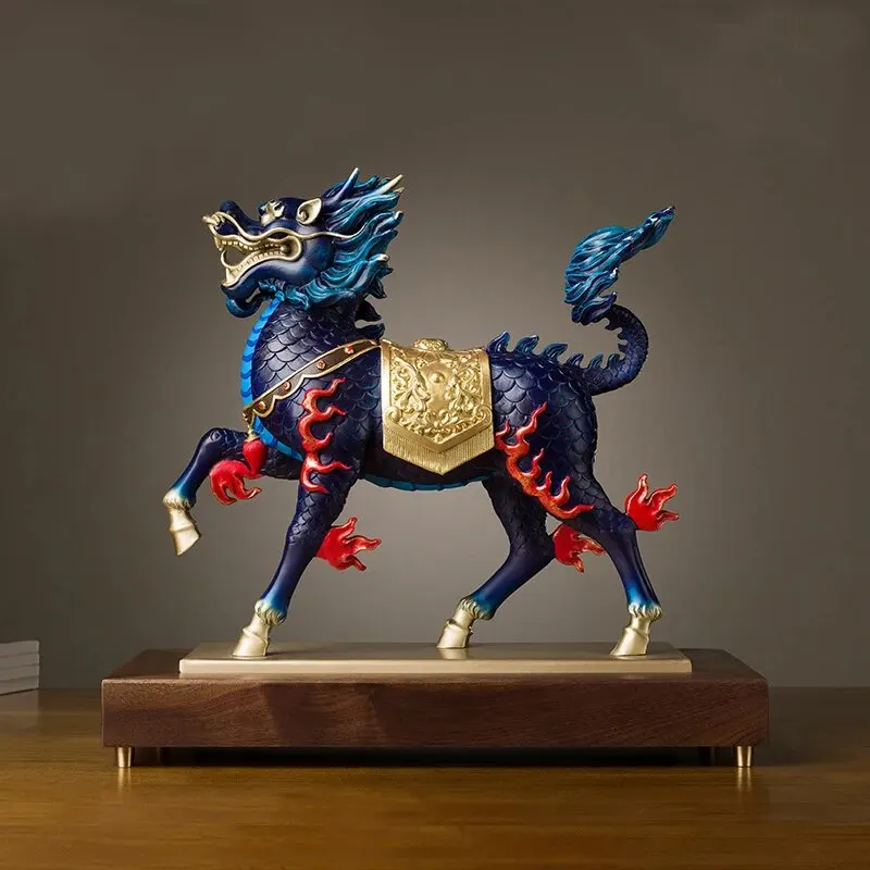 

TOP Collection Auspicious talisman Business GIFT Home company Career Success GOOD luck Royal Dragon QILIN handmade bronze ART