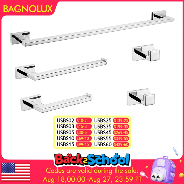ชุดอุปกรณ์ห้องน้ำอุปกรณ์เสริมผ้าเช็ดตัวกระดาษผู้ถือตะขอแขวนสแตนเลส Chrome สีดำเงิน Brushed Gold 1