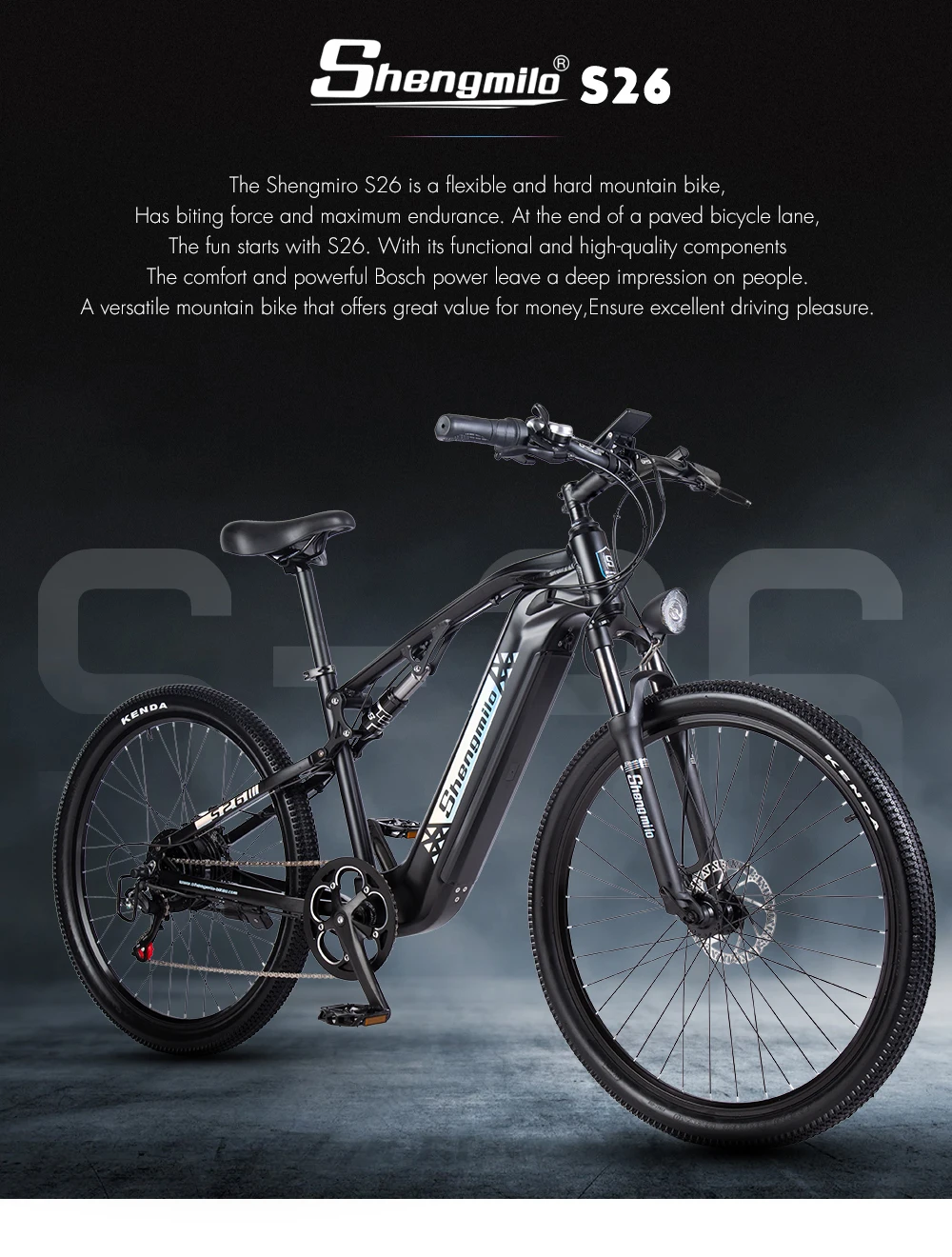 S26 48V 500W17.5Ah Electric Mountain Bike 27.5X2.10 Tire Maximum Speed 42KM/H Retro