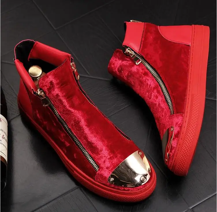 

Black Red Blue Men's Head Shoes Luxury Boots Men's Brands Accessories Fashion Shoes Hip-Hop High Top Sneakers