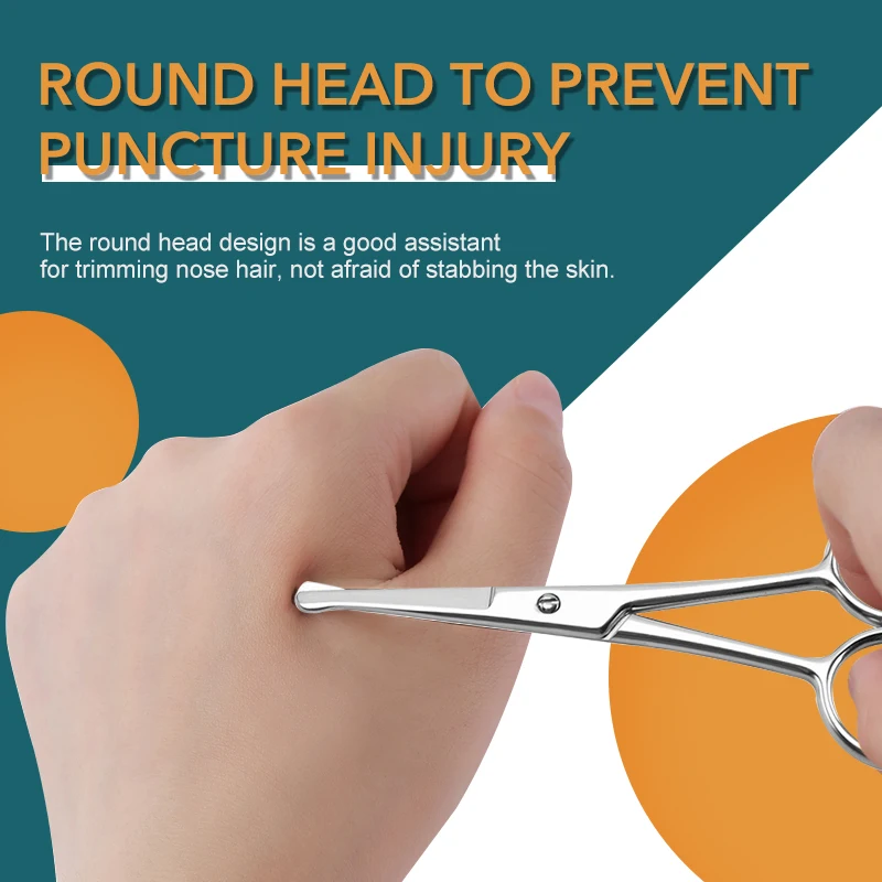 1pc Round Head Safety Cuticle Manicure Scissors Professional Small Clipper Eyebrow Nose Hair Cut Trimming tweezers 3