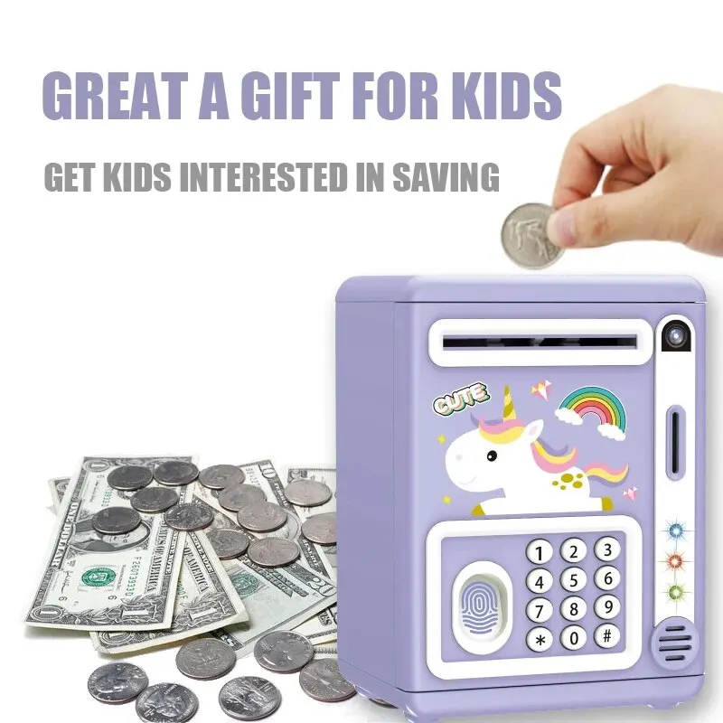 Money saving box Electronic Savings Tank Automatic Paper Rolling Simulated Facial Fingerprint Recognition Birthday Christmas Thanksgiving Gift