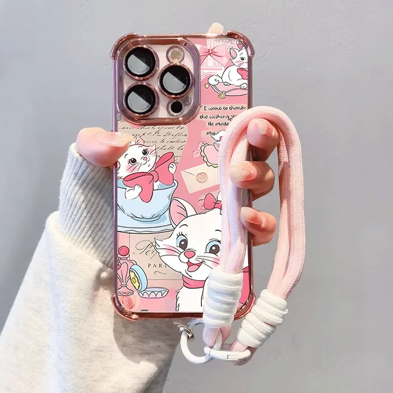 Cute Mary Cat Plating Clear Phone Case Cover