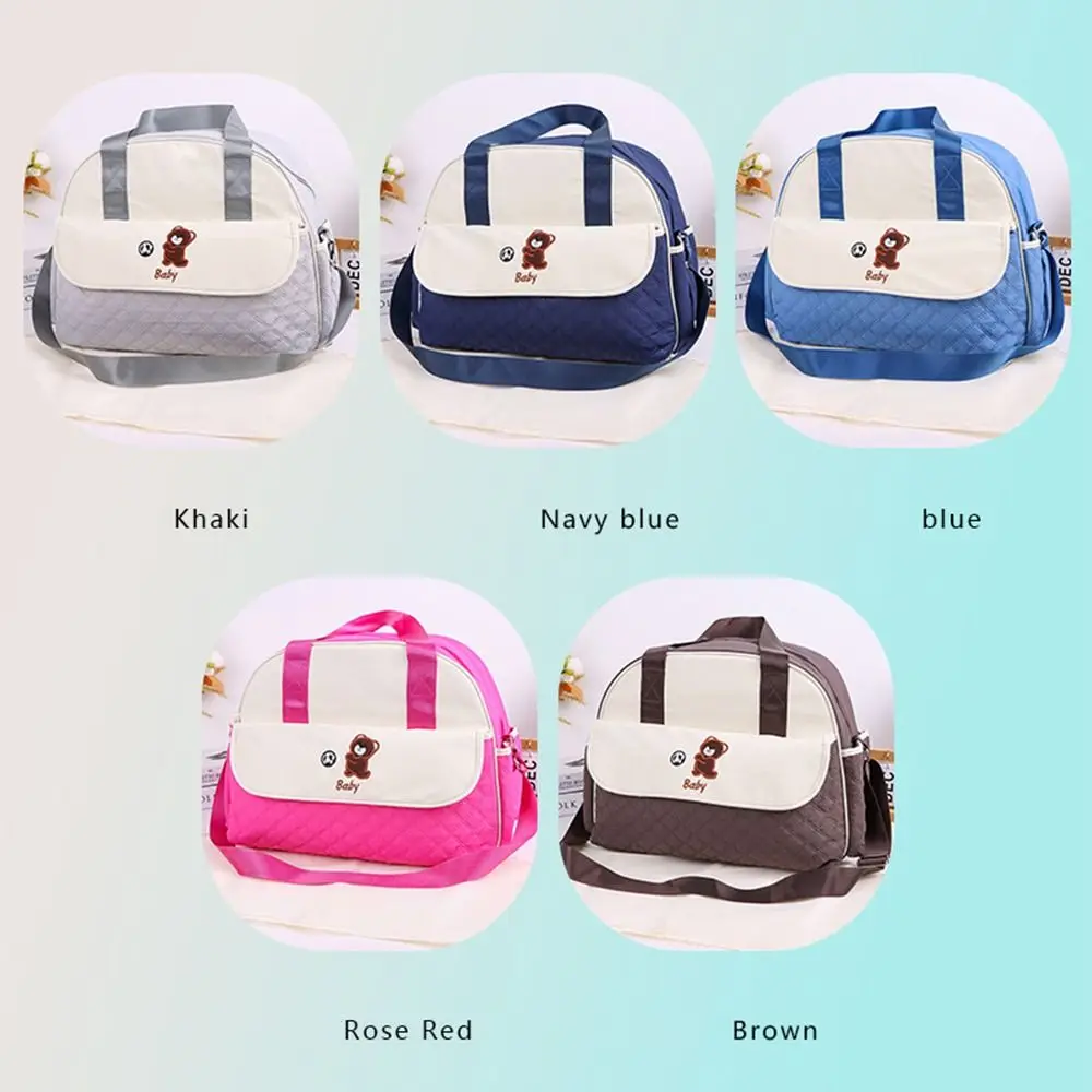 Creative Cartoon Mommy Bag Bear Pattern Large Capacity Mommy Crossbody Bag Practical Wear-resistant Portable Diaper Bag