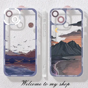 Anime Scenery Sunset Phone Case For iPhone 14 13 12 11 15 Pro Max XS X XR SE 2020 7 8 Plus Clear Landscape Cover Iphone11 Capa - Image 3