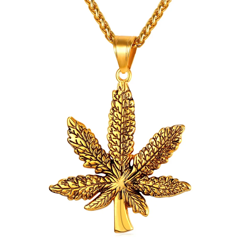 

Maple leaf necklace with stainlesss steel chain gold color Canada Symbol Necklaces men P2418G