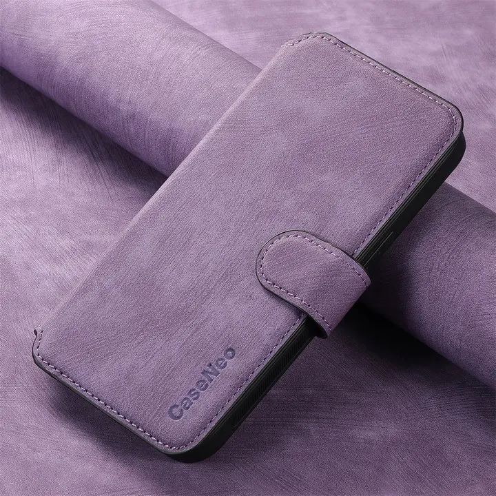 Leather Flip Wallet Case with Magnetic Closure