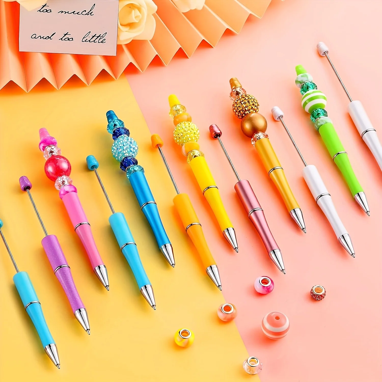 Beadable Pens 10/20pcs Bulk Plastic Assorted With Shaft Black Ink For DIY School Teachers colored pens