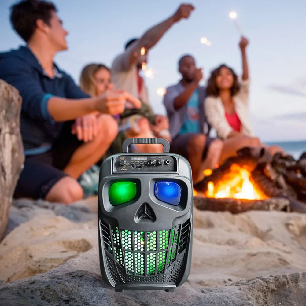 Skull Wireless Portable Speaker Bluetooth-Compatible 5.0 Karaoke Machine Speaker Karaoke PA System for Outdoor Home Party Travel