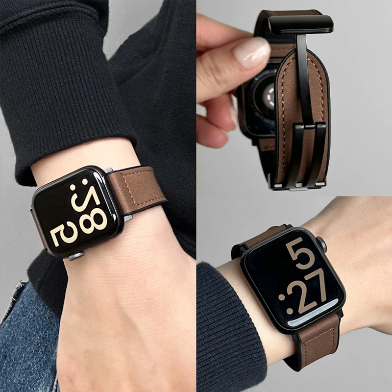 Luxury Hybrid Leather and Silicone Magnetic Bracelet
