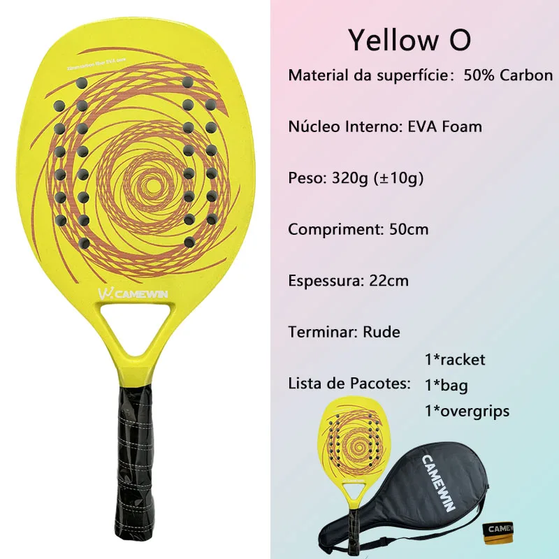 Beach Tennis Racket Carbon Rough Surface Soft White EVA Core 22MM Light