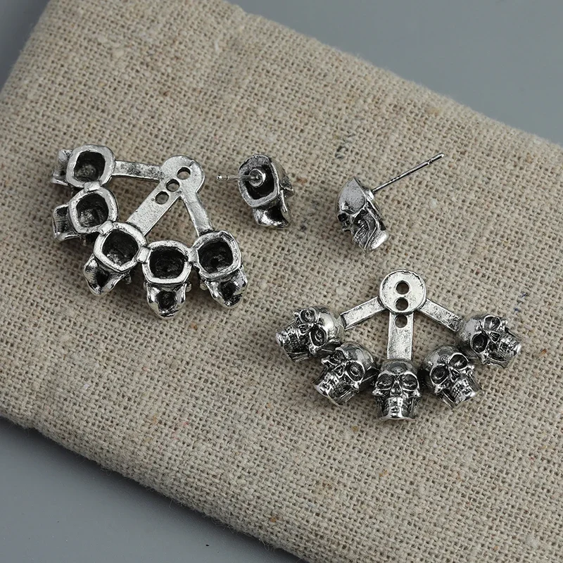 Gothic Ghost Skull Stud Earrings for Men Fashion Hip Hop Biker Earrings Stainless Steel Vintage Punk Devil Skeleton Jewelry Gift