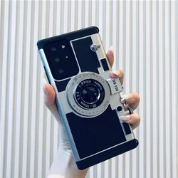 3D Retro Camera Shockproof Lanyard Back Cover - Emily in Paris Edition - S25Ultra (Black)