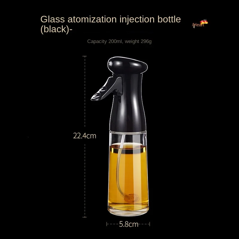 Glass oil spray bottle, kitchen atomized soy sauce bottle, oil spray can, air pressure grill, steak storage watering can