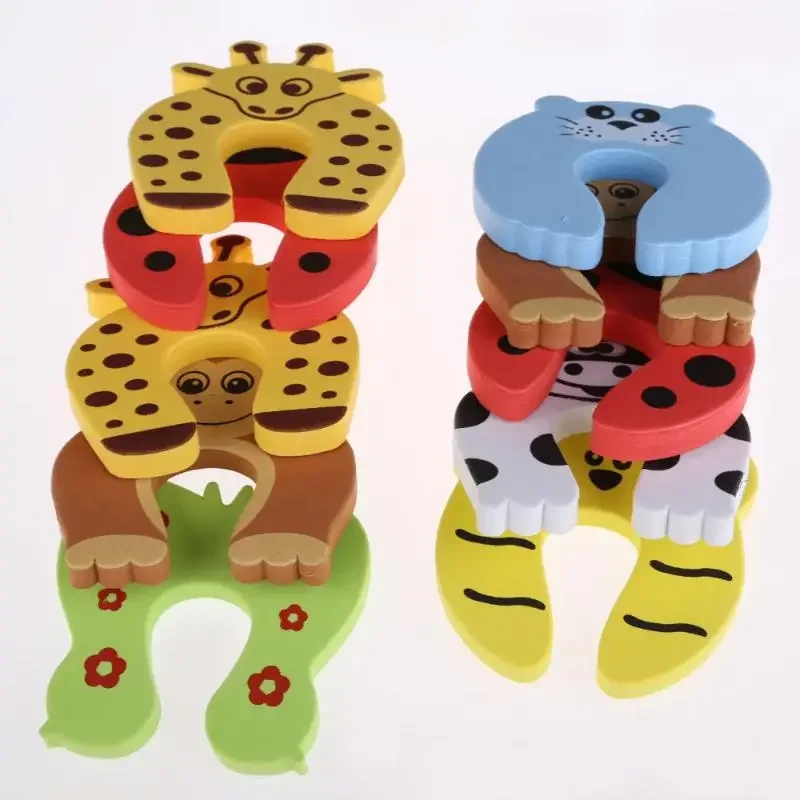 5PCS/ Cartoon Child Security Door Card File Environmental Protection Materials Baby door anti-Folder Hand Security door card