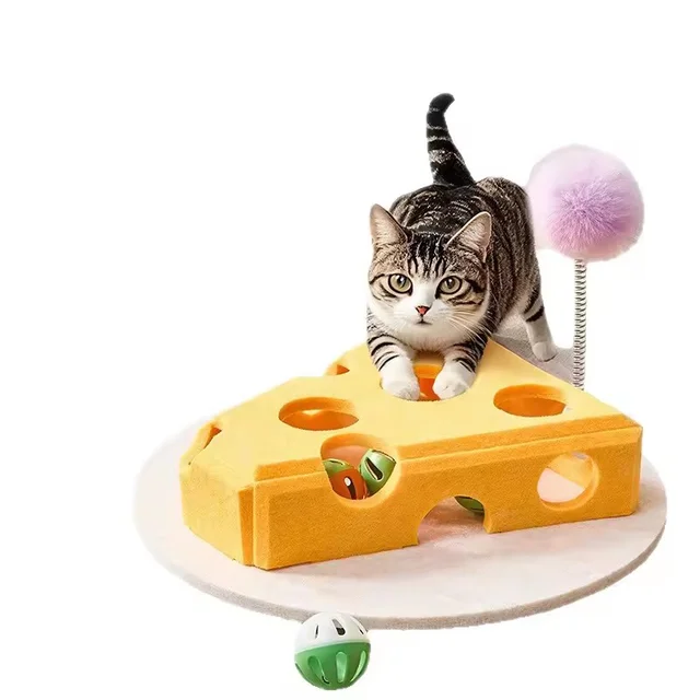 Interactive Cat Puzzle Plaything Puzzle Felt Box For Indoor Cats Kitten Mental Training Tools Hide And Seek Cat Agility Toys 2