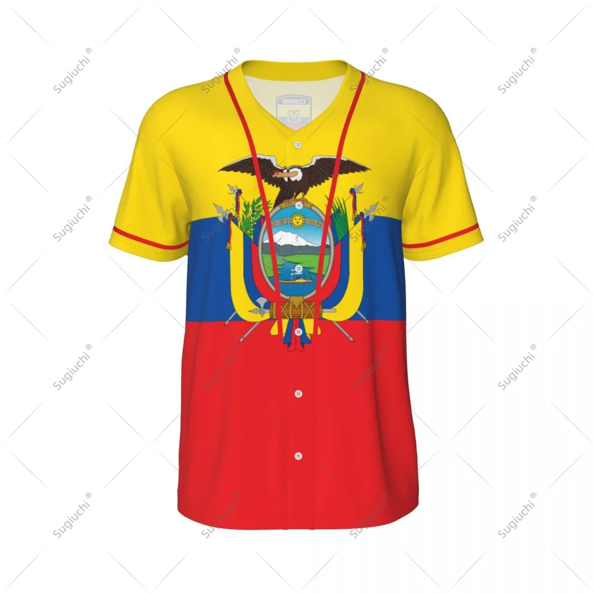 3D Printed Ecuador Flag Men Baseball Jerseys Mesh Sports T-shirt Tees Name Nunber