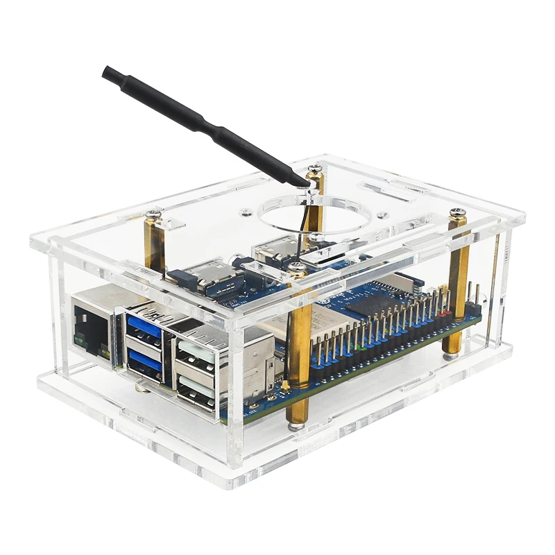 Orange Pi 5 Max Acrylic Case Transparent Shell Protective Box Cooling Fan Alumin