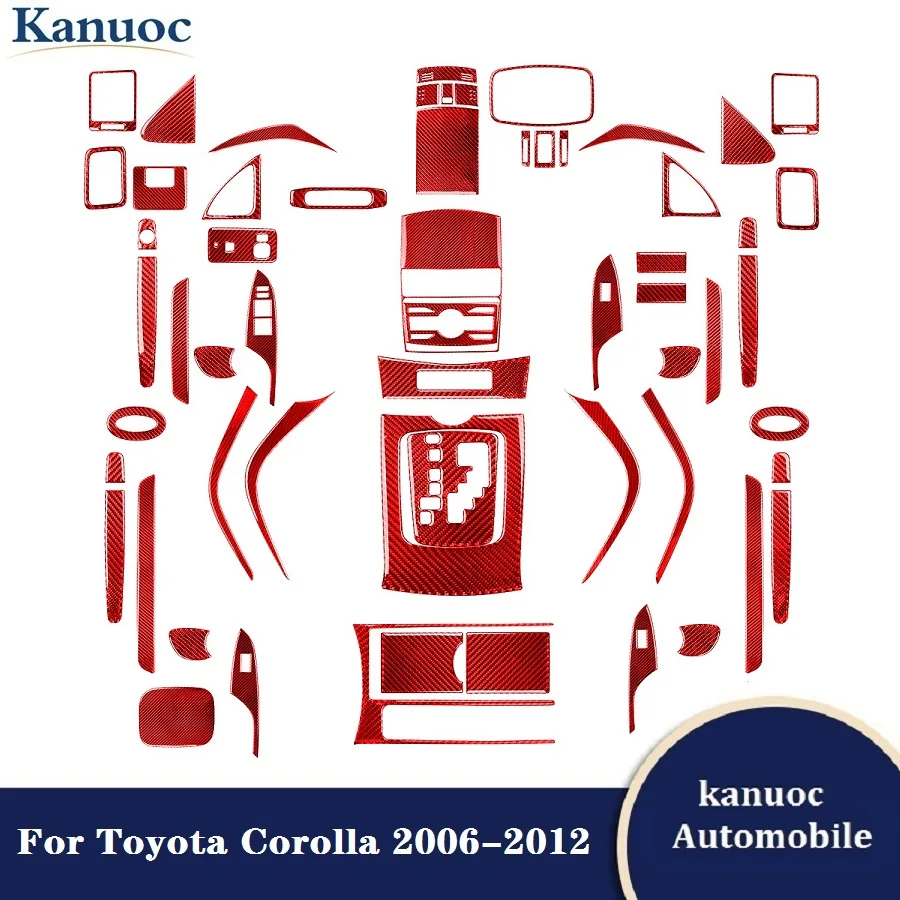 

Carbon Fiber Red Stickers For Toyota Corolla 2006 2007 2008 2009 2010 2011 2012 Car Interior Decorative Accessories