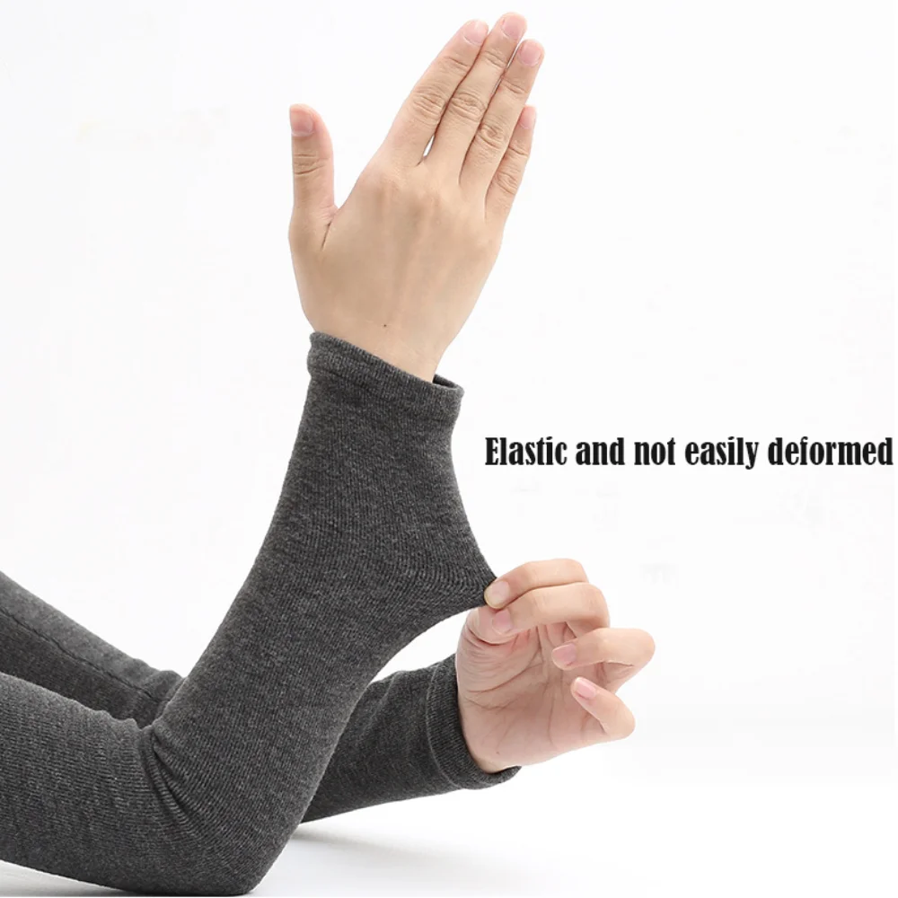 1 زوج الشتاء أكمام أذرع تبريد سميكة الباردة واقية الكشمير النساء الرجال الشتاء الأكمام ثقب الإبهام أصابع الحرارية مدفئات للذراع