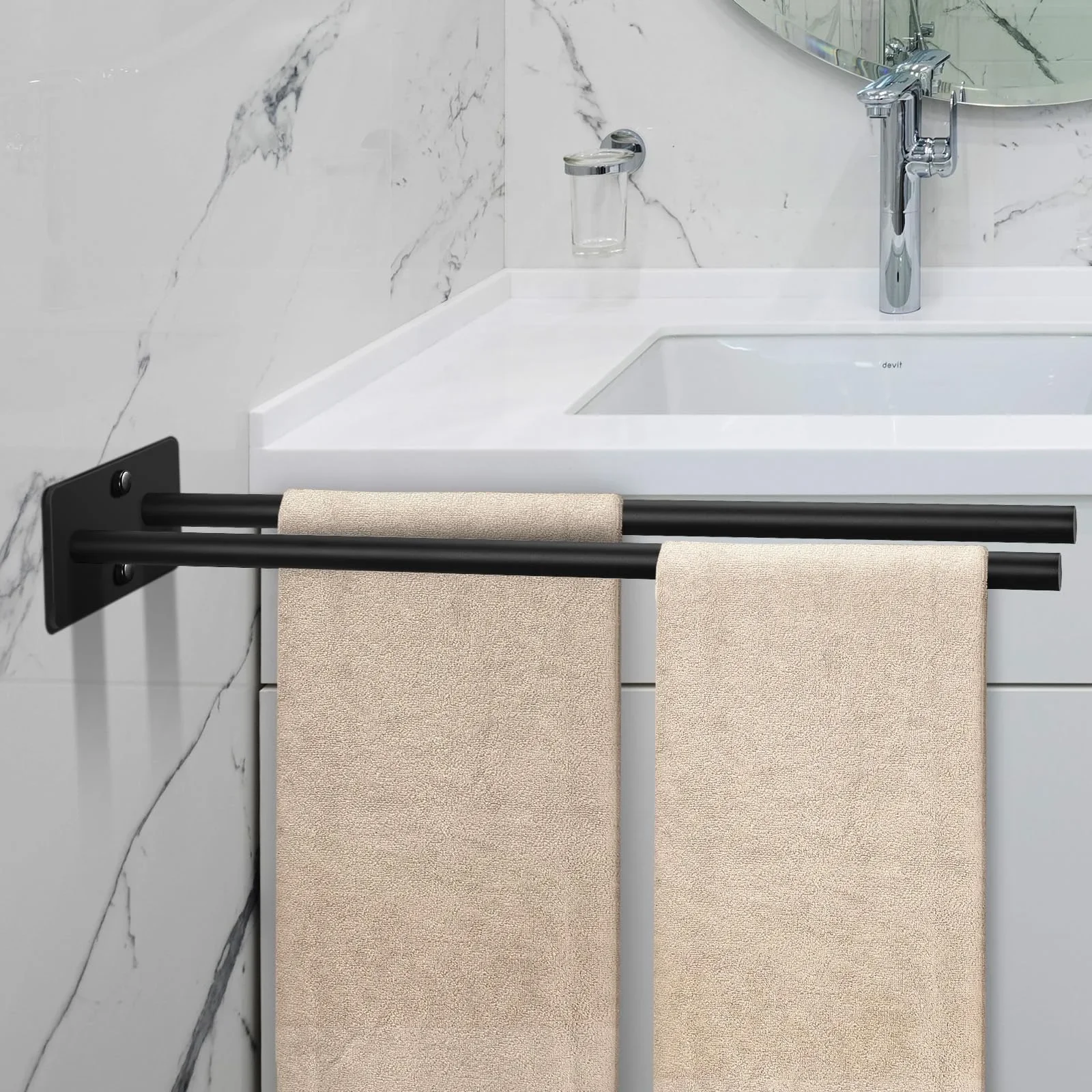 Towel Rack Towel Holder Stainless Steel Towel Holder Wall Mounted Bathroom Towel Rack Double Bar Clothes Shelf Holder Hanger Bathroom Organizer