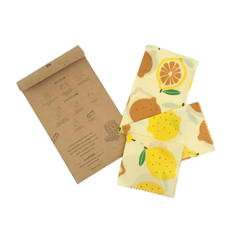 

Beeswax Wraps For Food Sustainable Food Packing Wrap Set 3Pcs Watercolor Pattern Organic Sustainable Bread Sandwich Packing Bags