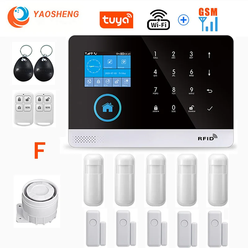 elderly emergency button Wireless WIFI GSM Home Security Alarm System For Tuya Smart Life APP With Motion Sensor Detector Compatible With Alexa & Google ring alarm pad Alarms & Sensors