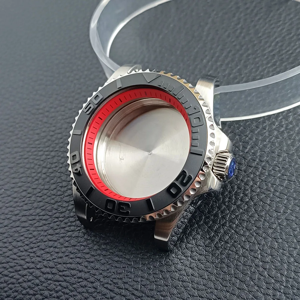 Premium 40.5mm Silvery/Black GMT Steel Watch Case with Sapphire Glass