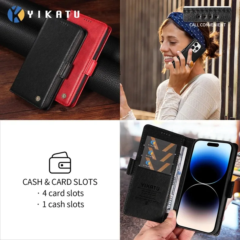 Luxury Magnetic Leather Wallet Phone Case with Card Slot
