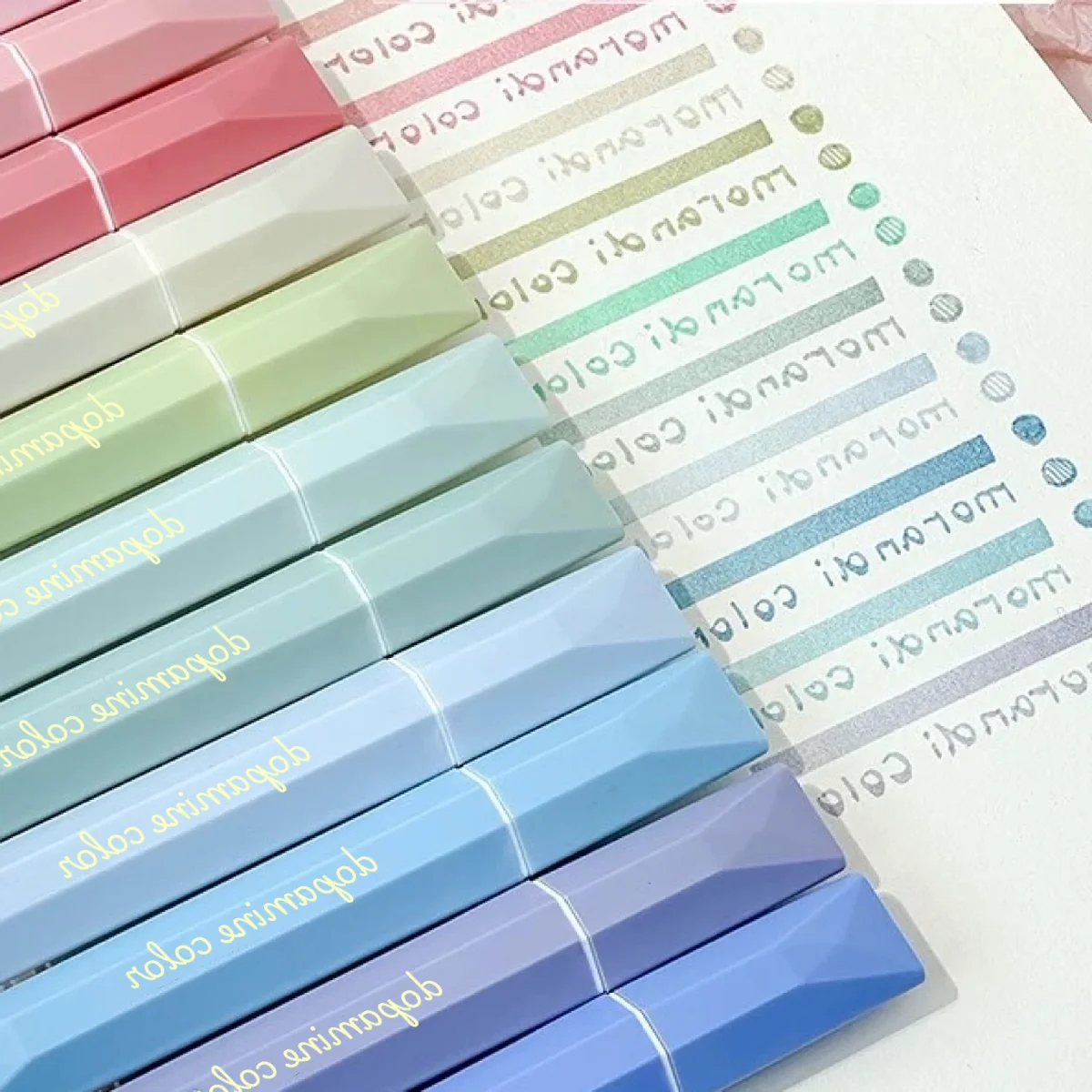 Quadrilateral Highlighter pens-Vibrant Random Colors, Smear-Proof Markers for Students & Office Use 12pcs highlighter pen