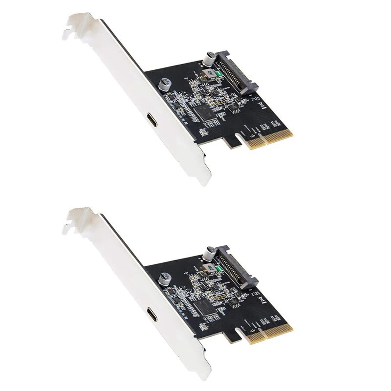 

2X IOCREST USB 3.2 PCI Express Expansion Card PCI-E 4X To USB3.2 Gen2 X2 Type-C 20Gbps SATA Powered Asmedia ASM3242