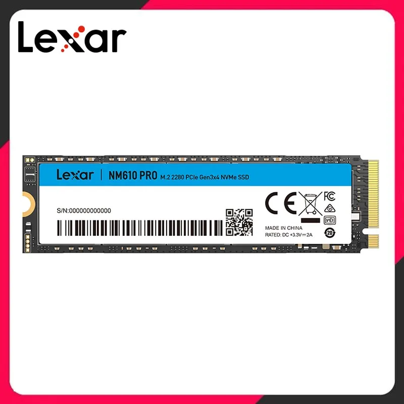 Lexar NM610 Pro SSD 500 ГБ Внутренний твердотельный накопитель для ноутбуков и настольных компьютеров Высокоскоростной PCIe 3...