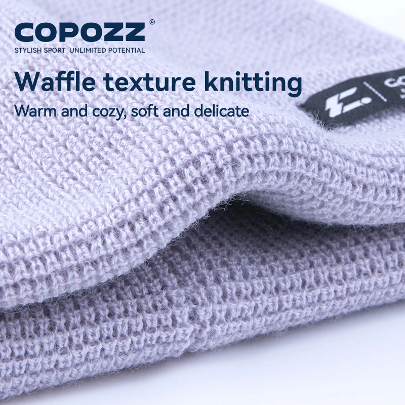 COPOZZ Winter Ski Knit Cap Gender Solid Color Wool Warm Casual Hedging Cap Ski Beanies Caps  for Men Women 4