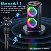 T27 Wireless Bluetooth Speaker, Karaoke Machine with 2 Microphone, Home Karaoke Party Speaker with Led Light - Image 3