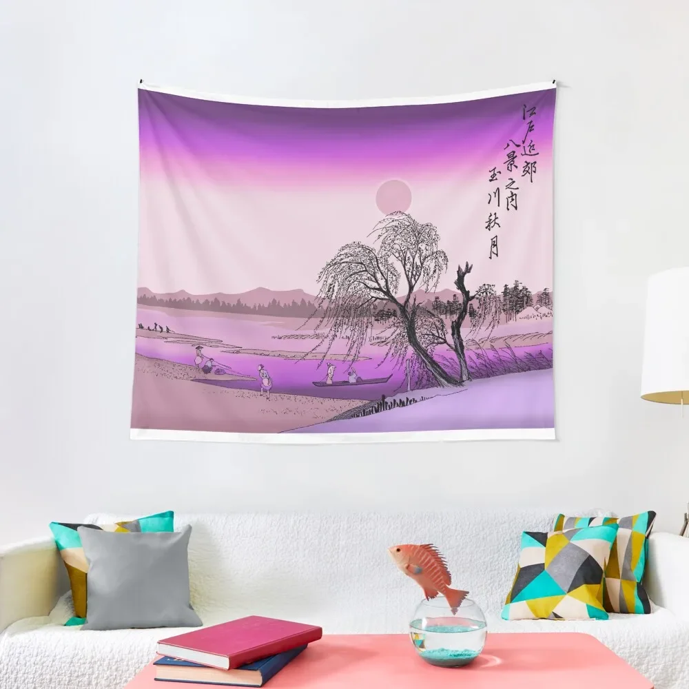 

autumn moon over tamagawa river Tapestry Bed Room Decoration Decoration For Rooms Wall Decoration Tapestry