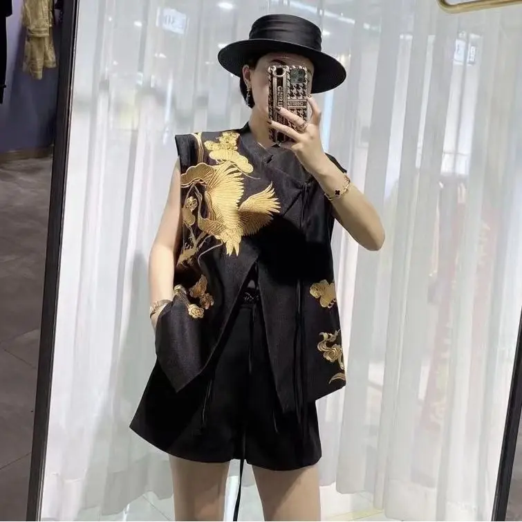 2025 summer autumn chinese style women exquisite embroidery vest oriental traditional women vest tang suit versatile pd