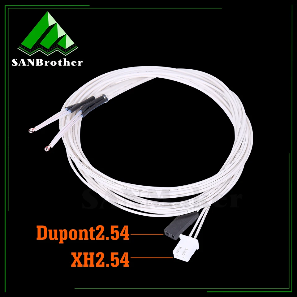 5pcs/lot 100K ohm NTC 3950 Thermistors Sensors with Cable 3D Printers Parts Temperature Part White Line Accessories