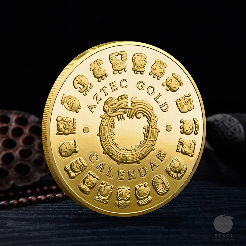 Mayan Aztec Calendar Souvenir Coin - Gold Collectible Art Piece
