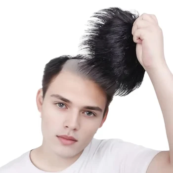 Protesi Capillare Maschile 100% Capelli Umani, Parrucche Toupee per Uomo, Sistema di Sostituzione Capelli, Parrucca da Uomo con Capelli Veri per Copertura Calvizie e Capelli Bianchi