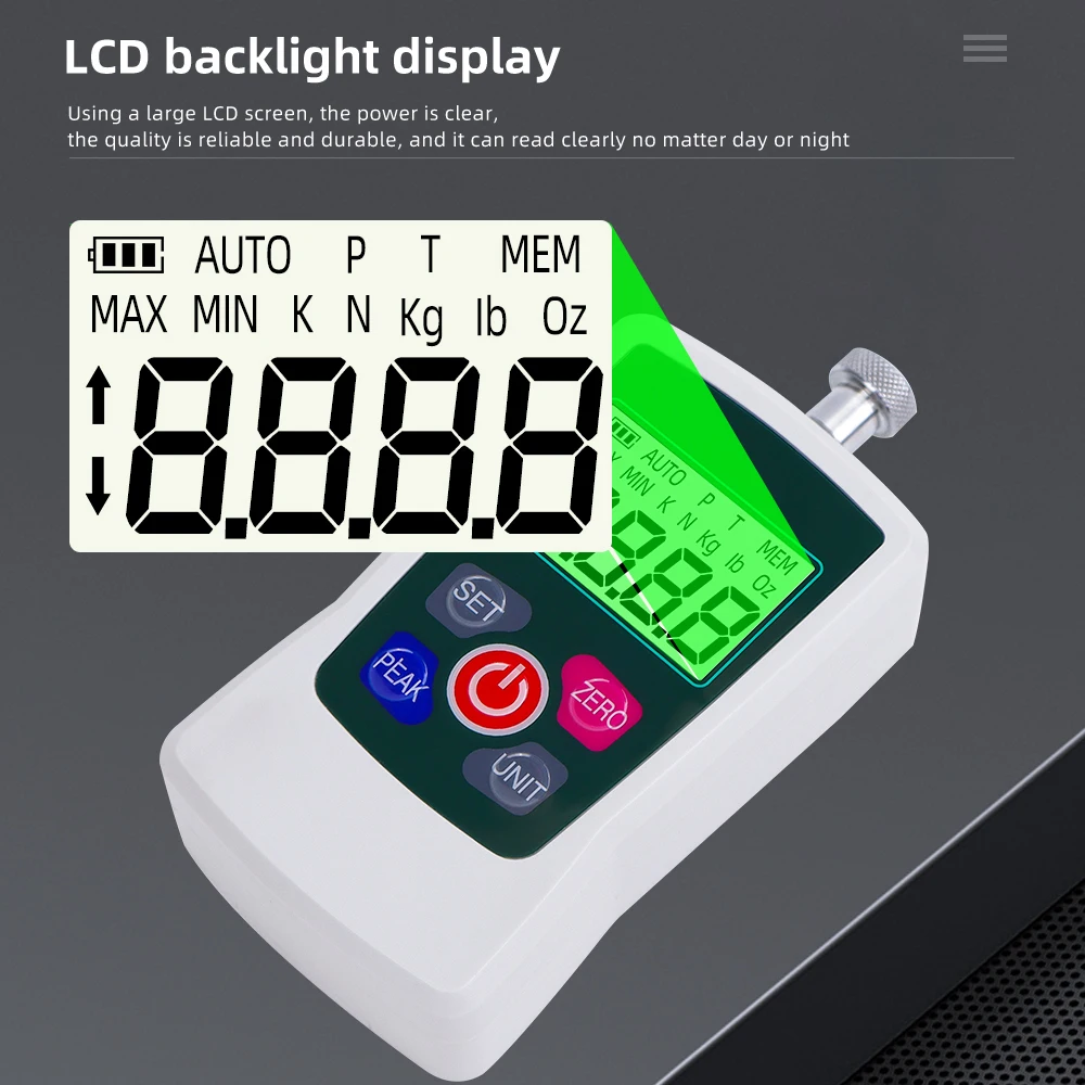 NewAMFDigitalForceGauge500NAutomaticBacklightMeasuringInstrumentSpringPushPull